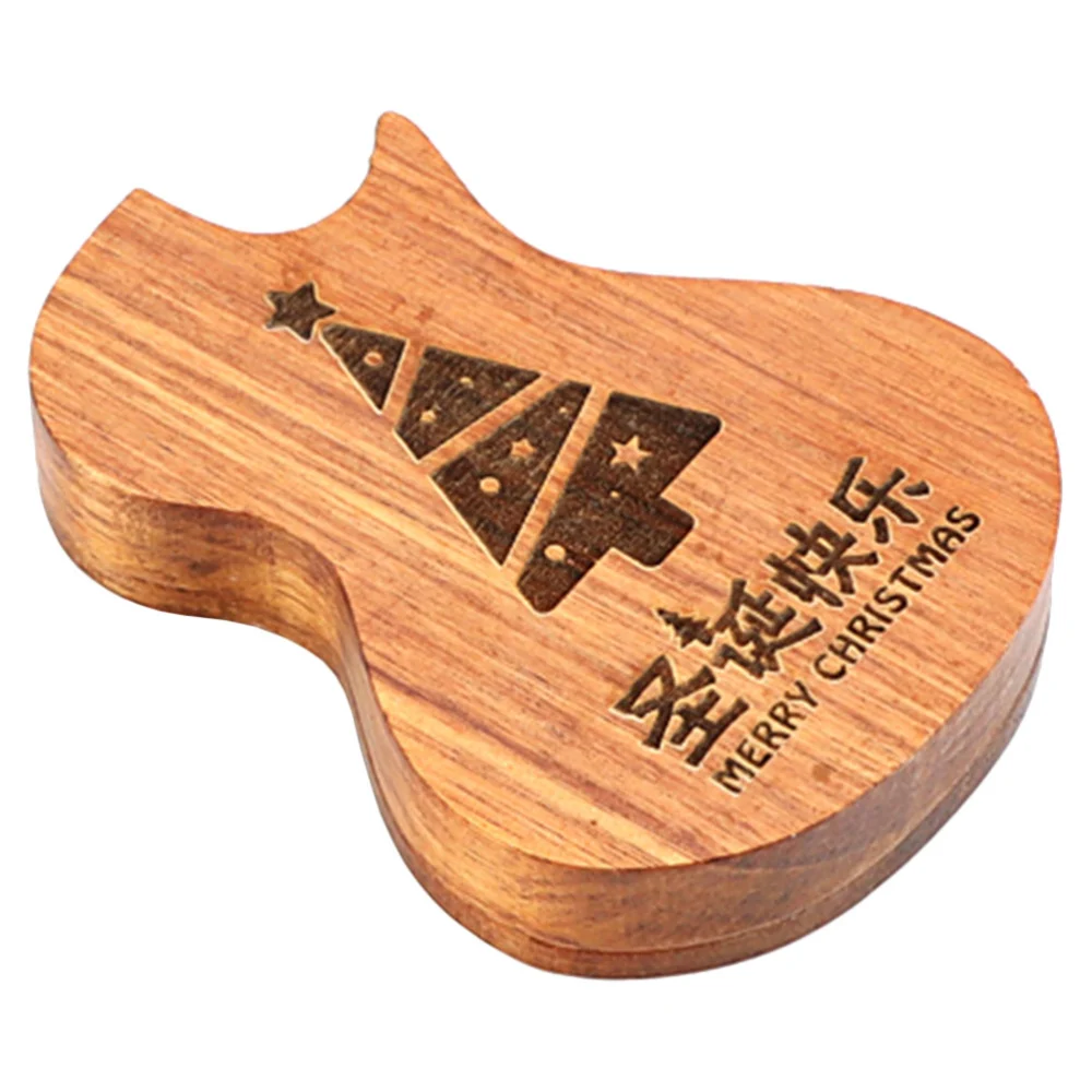 Guitar Shaped Guitar Pick Case Wooden Guitar Pick Box Guitar Pick Storage Holder