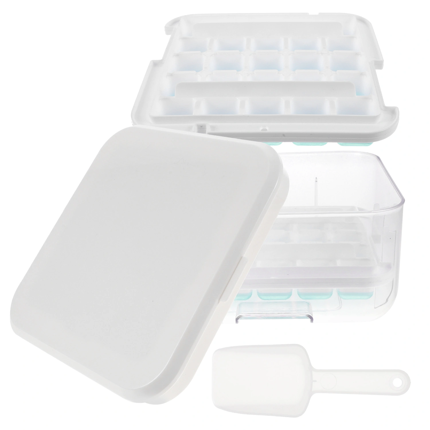 Ice Cube Tray 2-layer Ice Cube Making Mold Multipurpose Ice Cube Storage Box