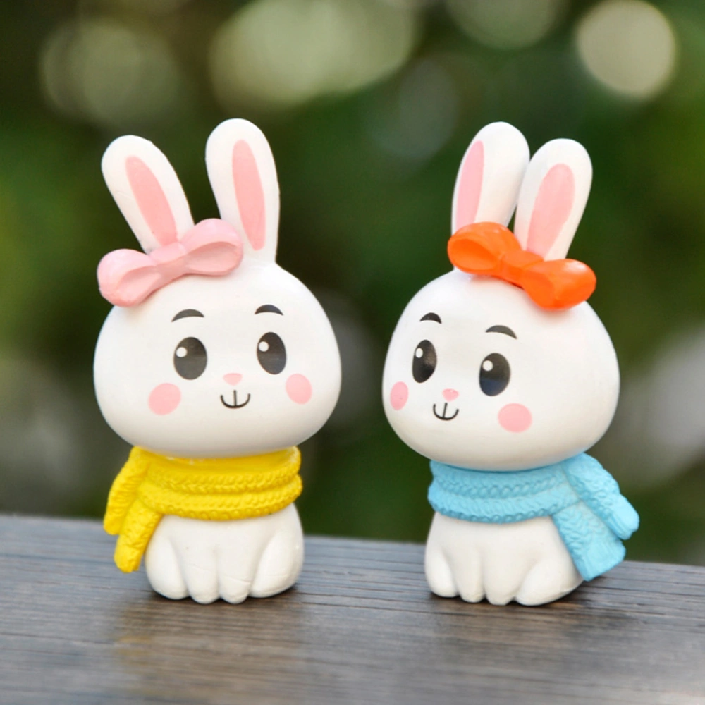 4Pcs Cartoon Bunny Statues Small Rabbit Figurines Desktop Small Rabbit Sculptures Table Bunny Decors