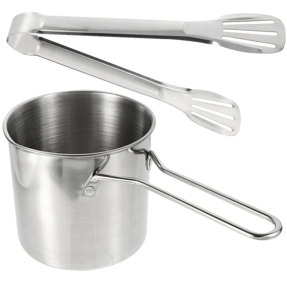 1 Set  Stainless Steel Fry Pot Deep Frying Pot Deepen Milk Pan Food Serving Tong