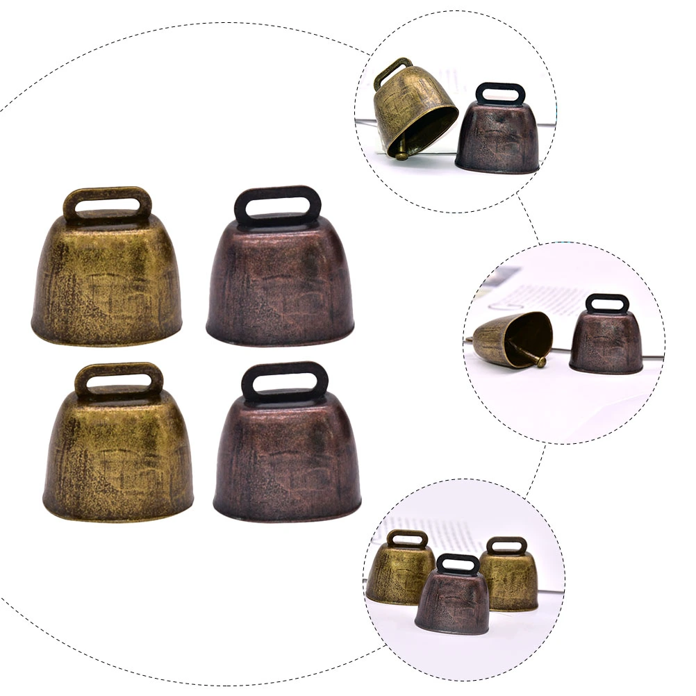 4pcs Metal Cow Bells Loud Calling Bells Farm Cattle Cowbells Animal Anti-lost Accessories