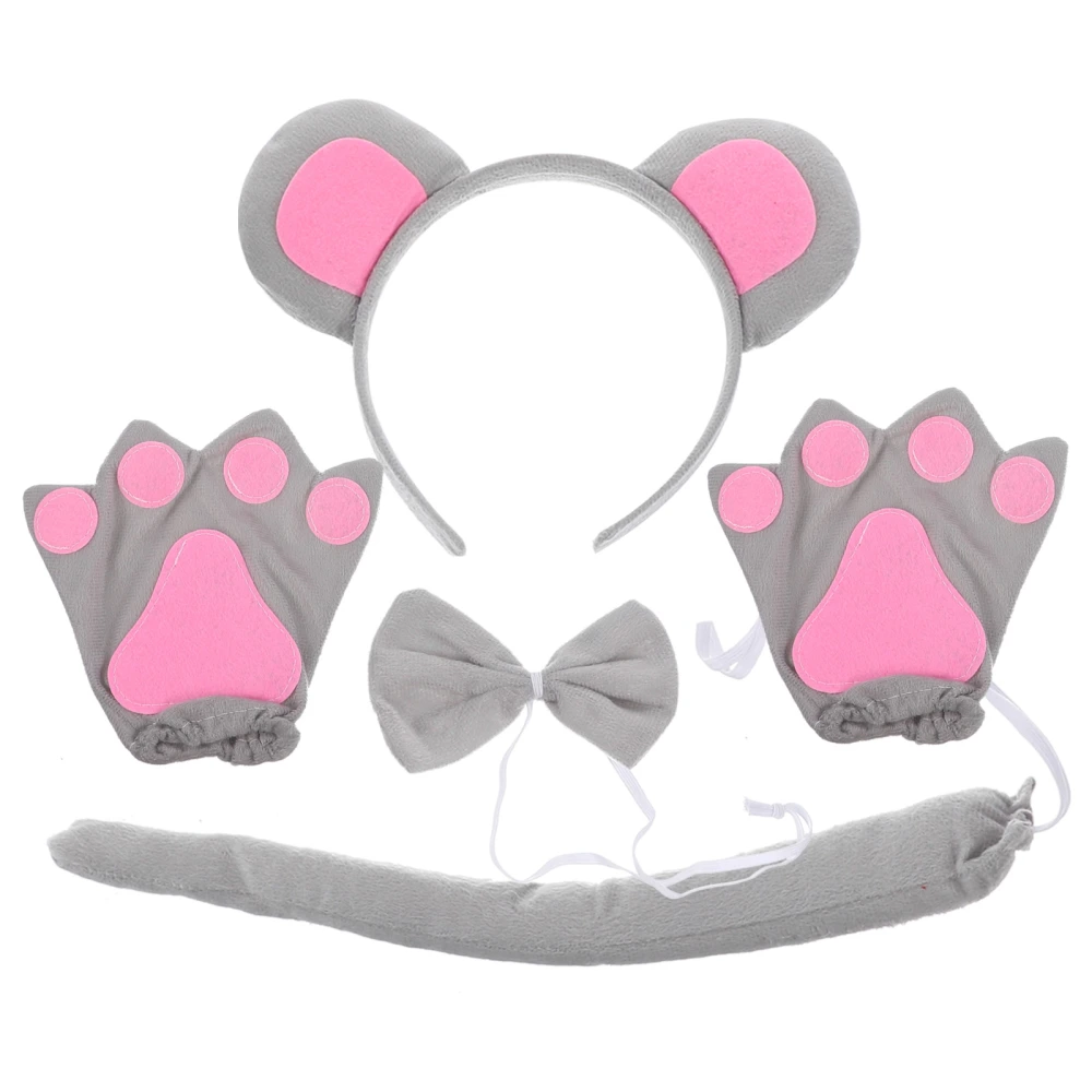 1 Set Mouse Costume Set Mice Ears Headband Mouse Tail Mouse Gloves Bow Tie Animal Costume