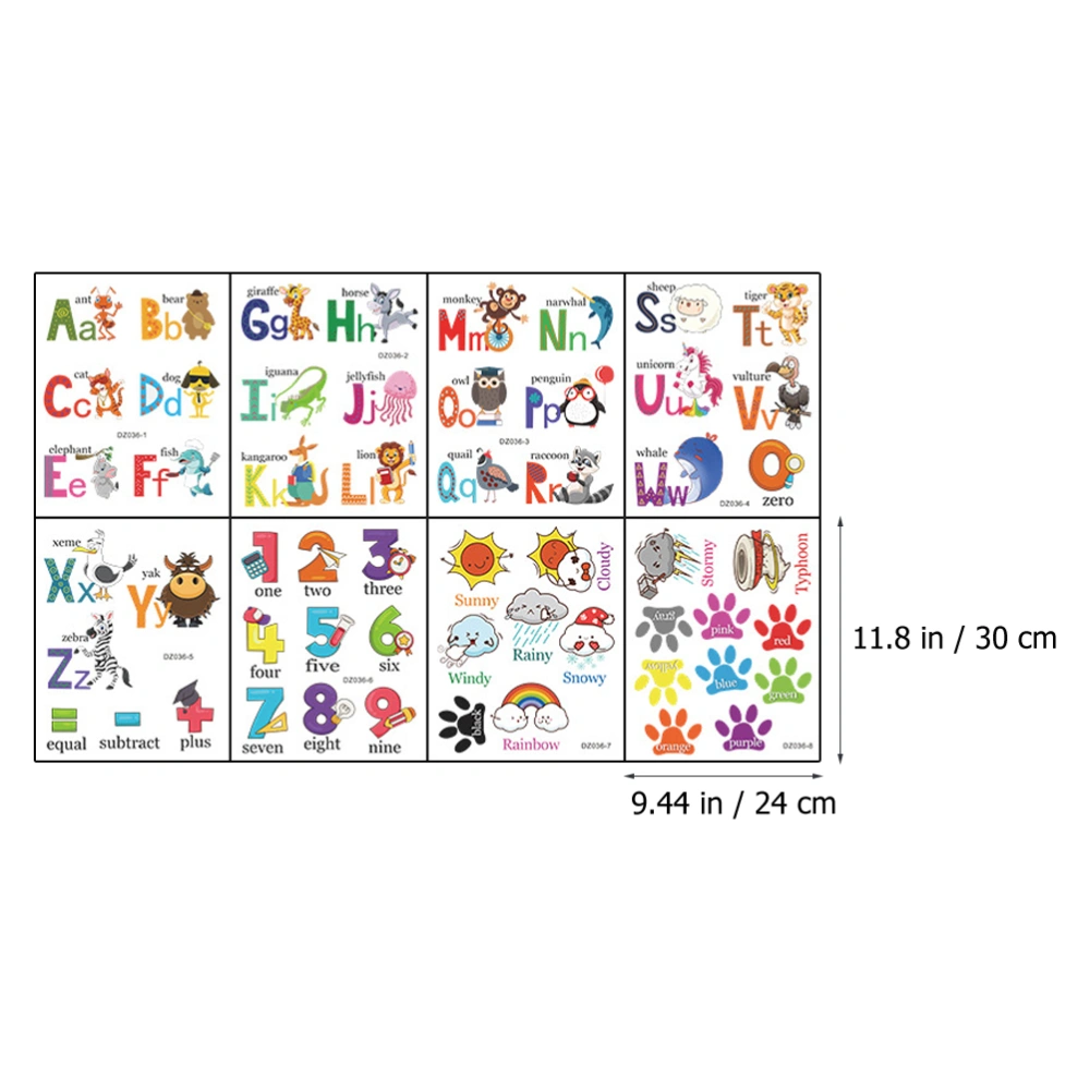 1 Sheet Letter Sticker Colored Number Weather Alphabet Sticker Animal Decal Art Mural