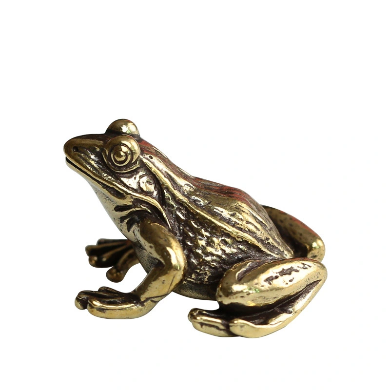 Miniature Frog Figurine Vintage Brass Frog  Decoration Frog Statue Desktop Brass Ornament