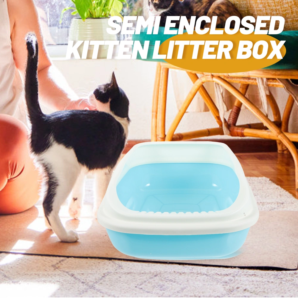 Cat Litter Box Semi-Enclosed Cat Litter Container with Shovel Cat Litter Storage Box