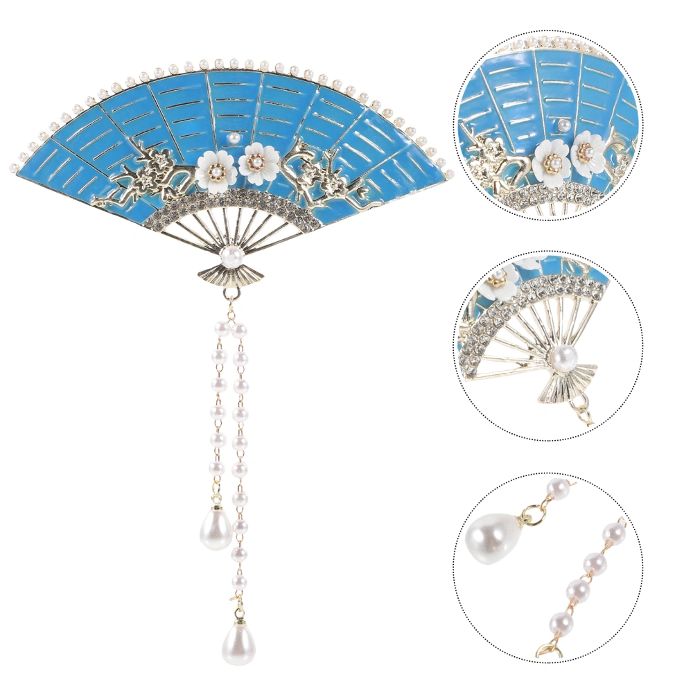 Antique Style Fan Barrette Decorative Hair Clip Tassel Barrette Chinese Hair Accessory