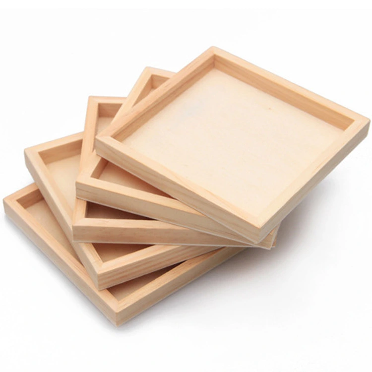 5pcs Blocks Puzzle Wood Tray Square Wooden Serving Platter Blocks Puzzle Tray