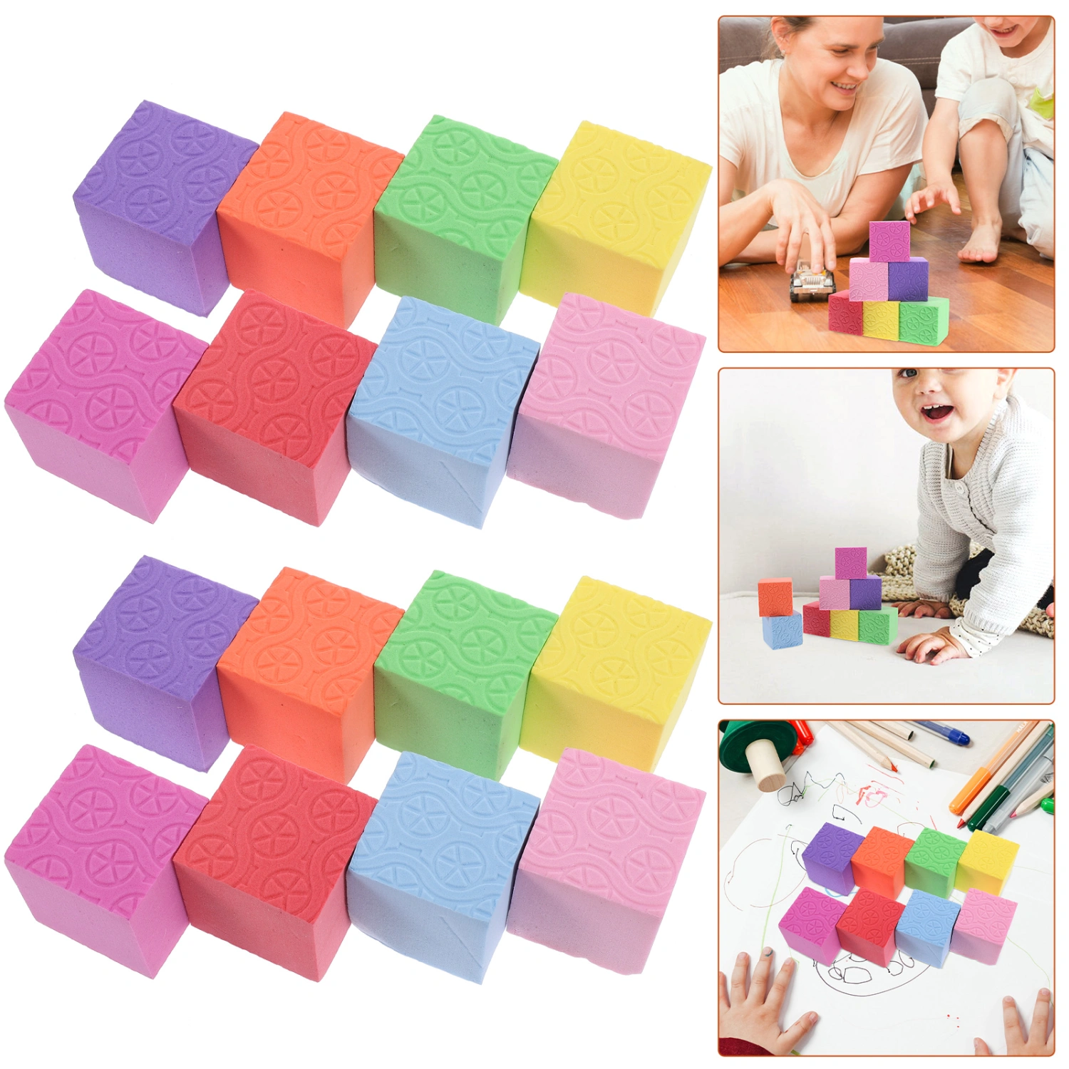 40pcs Educational Foam Cube Blocks Small Building Blocks Foam Building Blocks