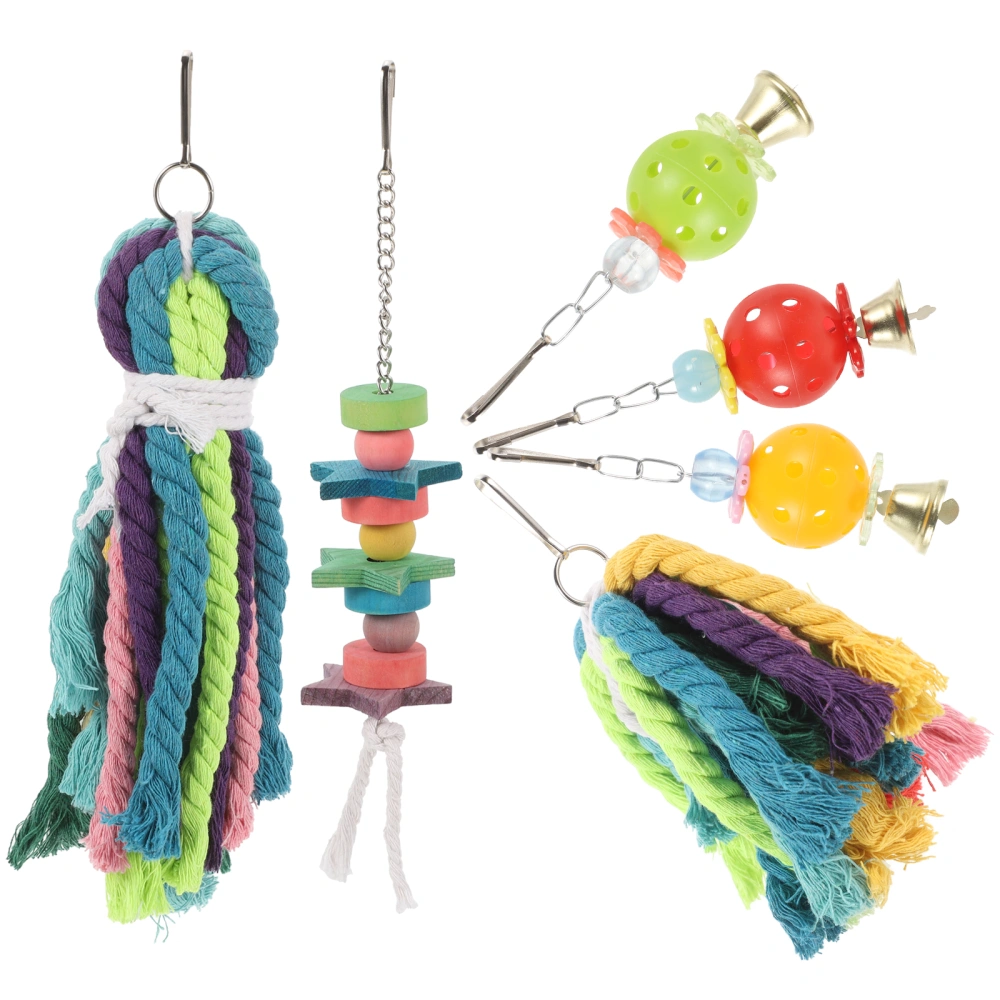 6Pcs Parrot Chew Toys Bird Cotton Rope Toy Colorful Foraging Toys Bird Cage Accessories