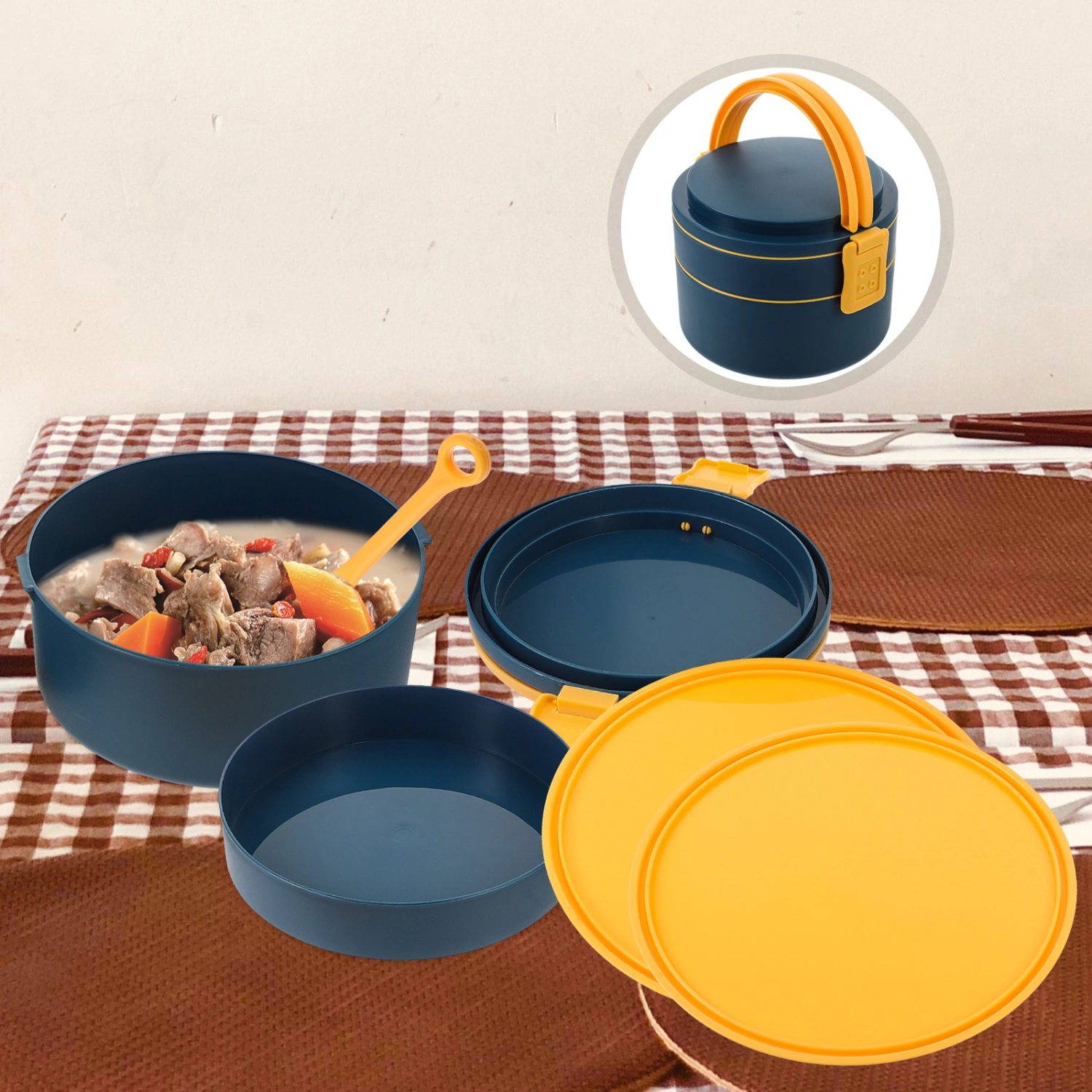 Bento Box Portable Lunch Box Plastic Lunch Container Large Capacity 2 Layers Bento Box