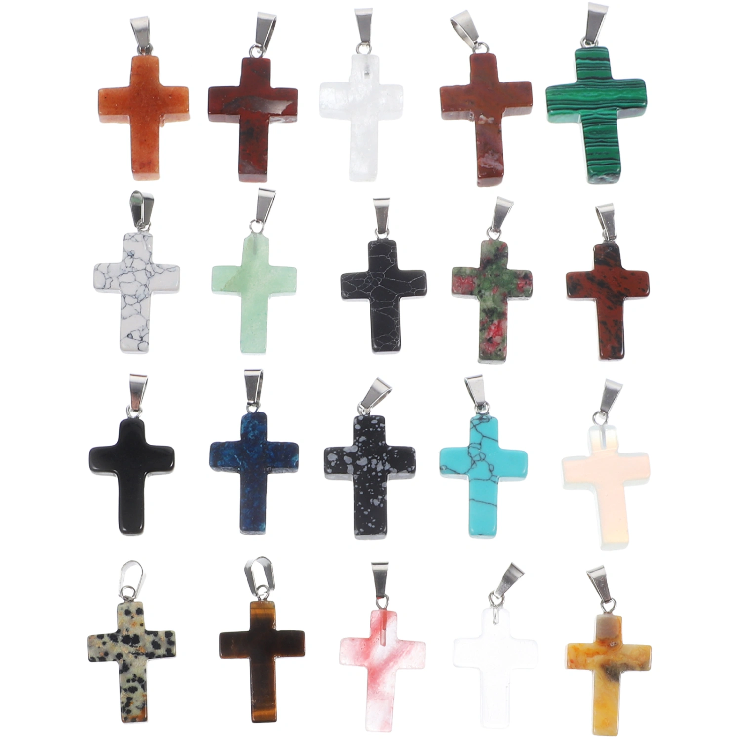 20Pcs Small Natural Stone Cross Beads Multi-use Loose Beads Bracelets Beads Decorations