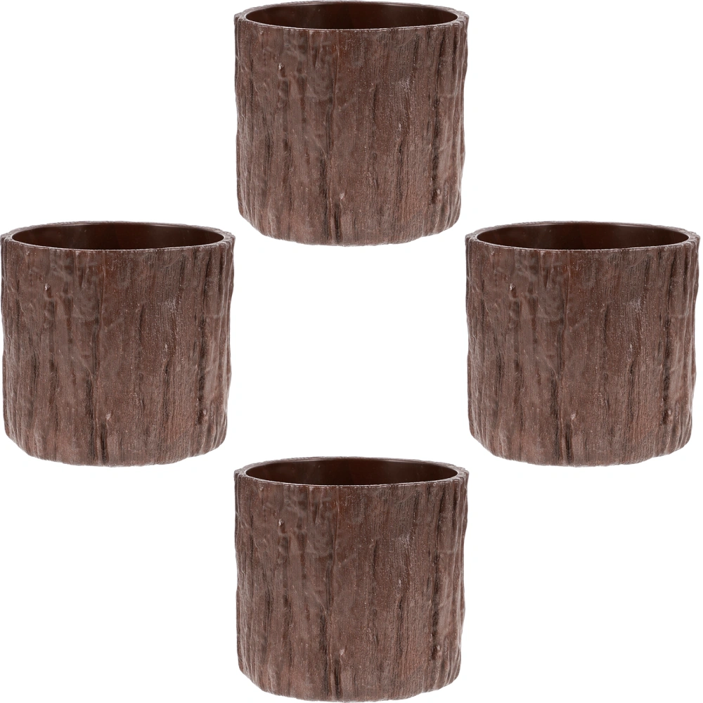 4Pcs Imitated Wood Bark Succulent Pot Artificial Wood Bark Succulent Planter Tree Bark Planter