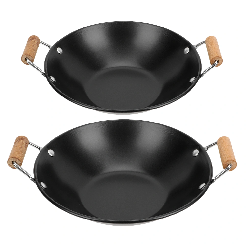 3pcs Household Cooking Pots Small Hot Pot Take-out Pots with Wooden Handles
