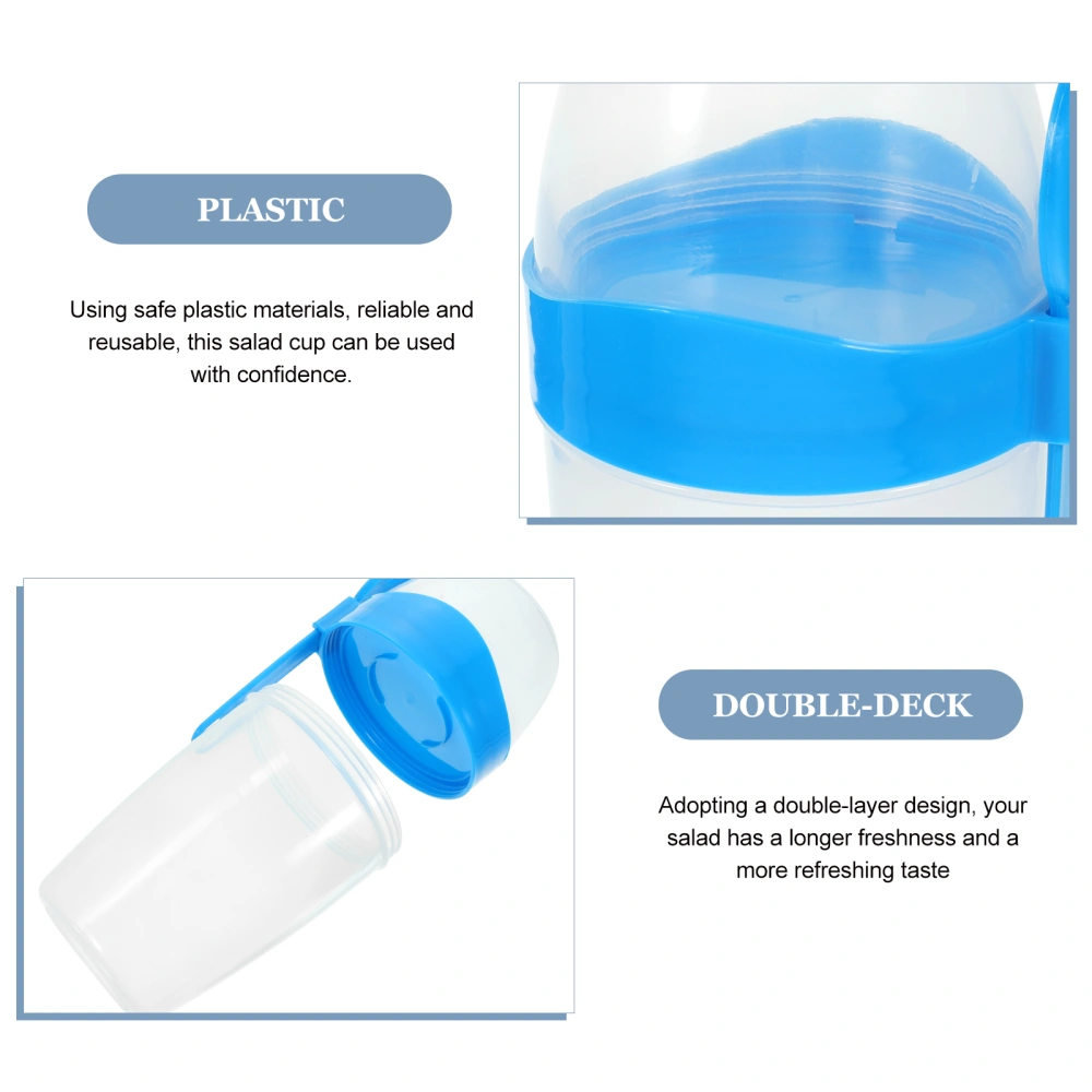 1 Set of Salad Dressing Container Portable Salad Meal Cup with Spoon Double Layer Salad Cup