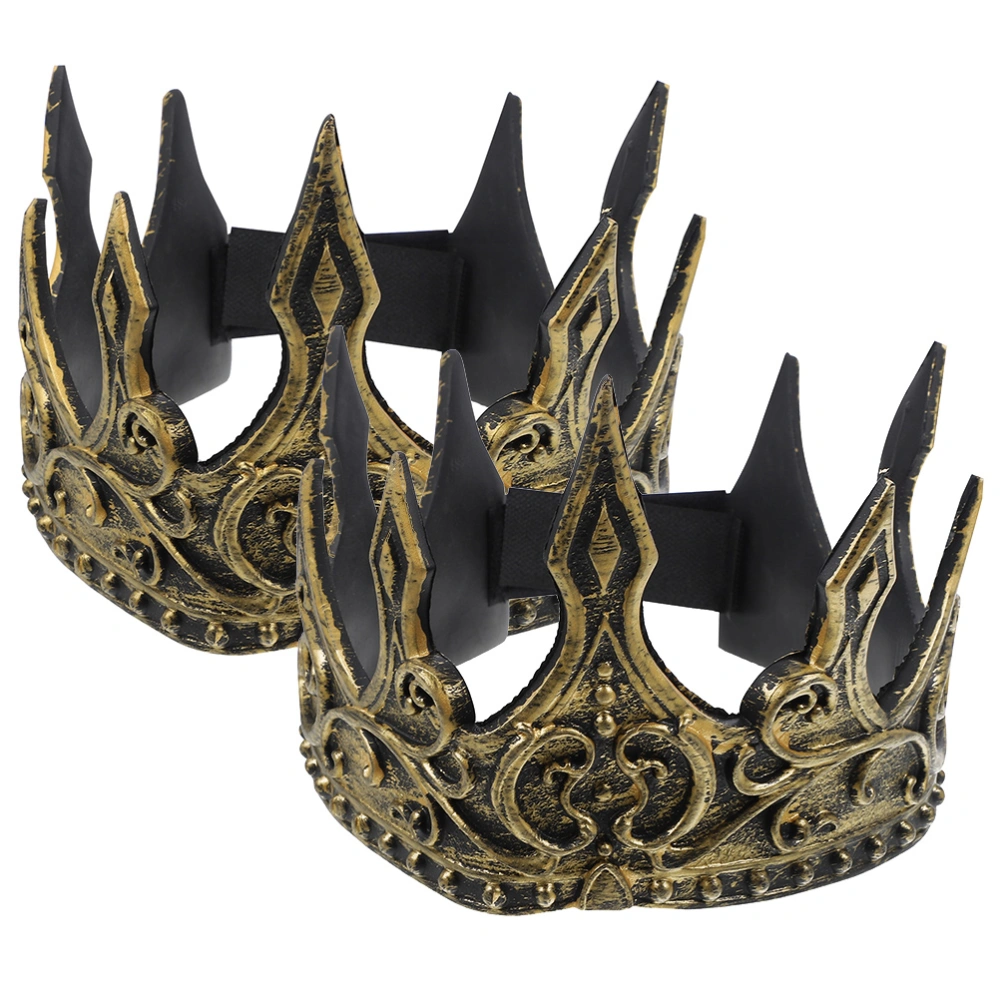 2pcs Royal Medieval Crown Headband PU Crown Men's Crown Headdress Cosplay Crown