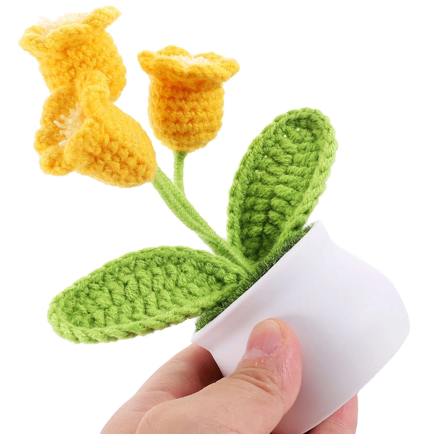 Crochet Artificial Flower Crochet Convallaria Desk Home Decoration Car Dashboard Decor