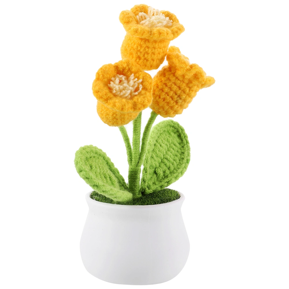 Crochet Artificial Flower Crochet Convallaria Desk Home Decoration Car Dashboard Decor