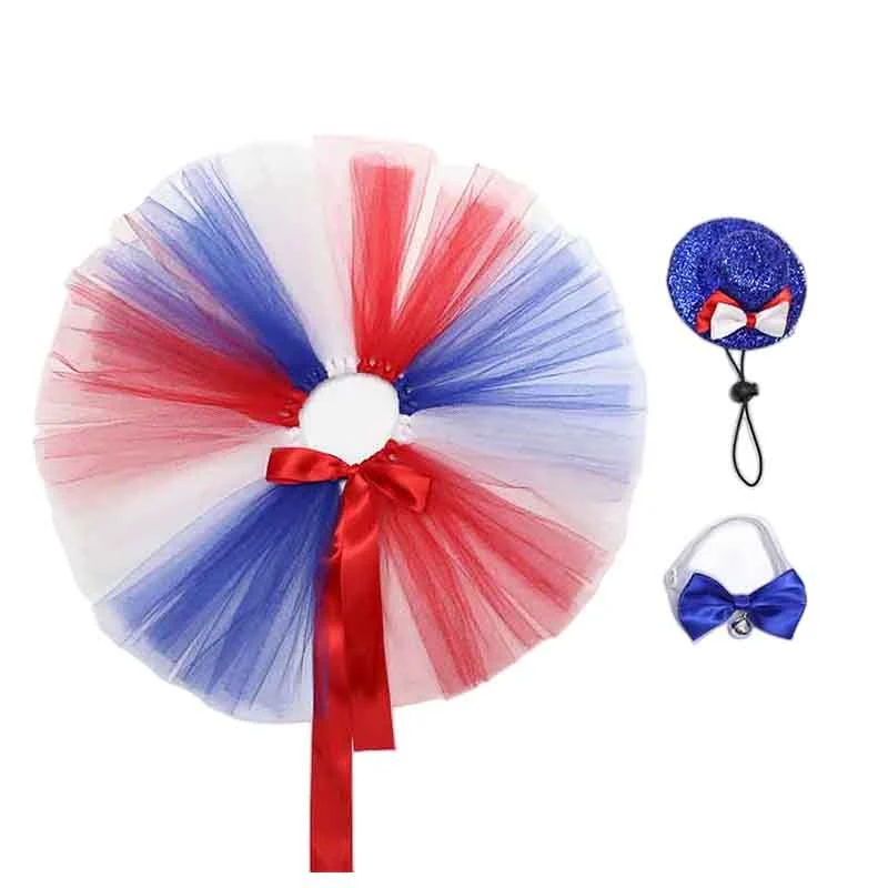 1 set of Puppy Independence Day Costume Costume Skirt Hat Decorative Bow Tie