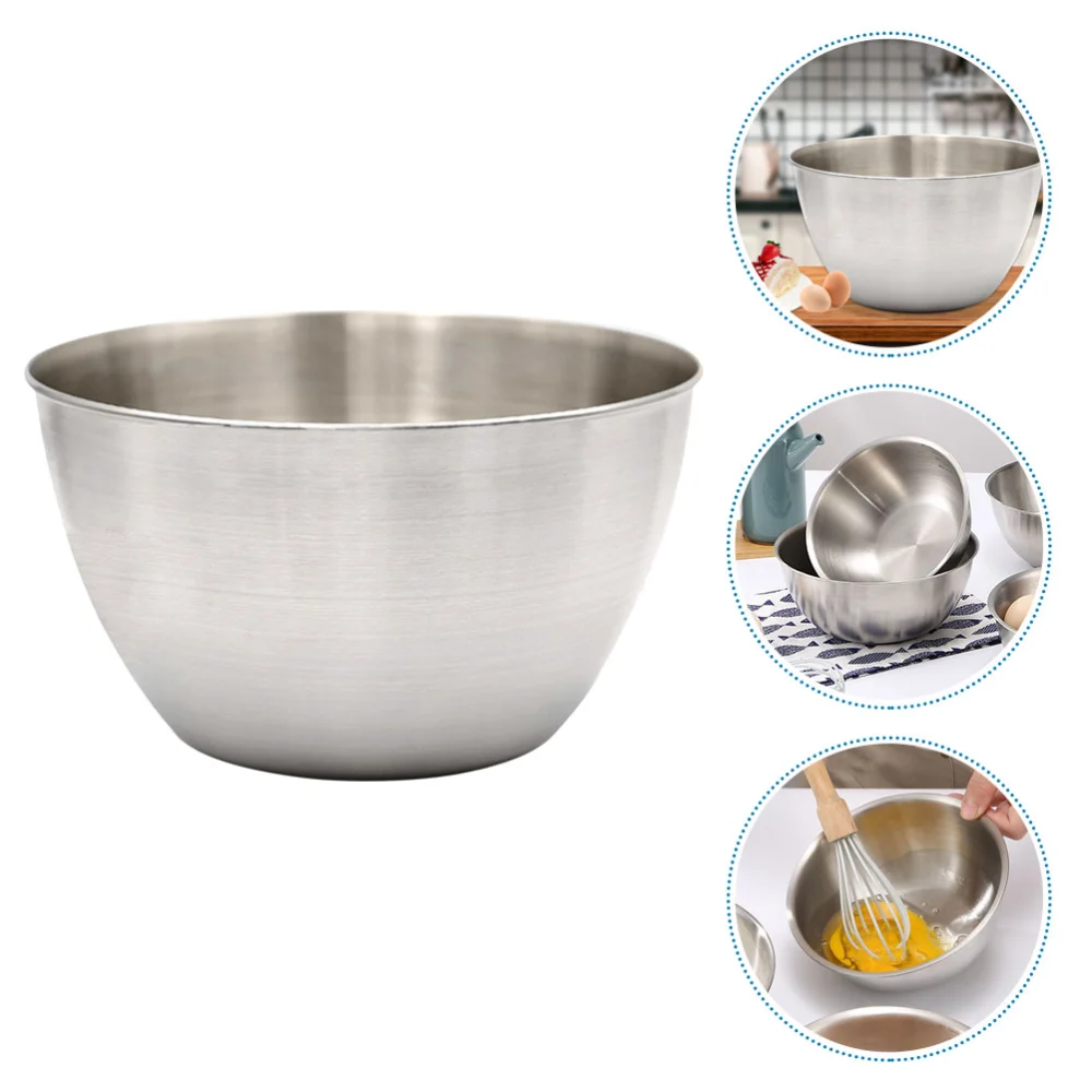 Stainless Steel Deep Mixing Bowl Salad Bowl Kitchen Metal Bowl Daily Use Food Bowl