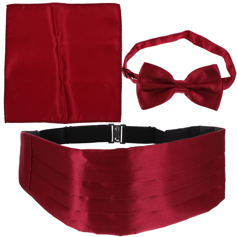 1 Set Men Decorative Cummerbund Bow Tie Handkerchief for Parties Weddings Proms