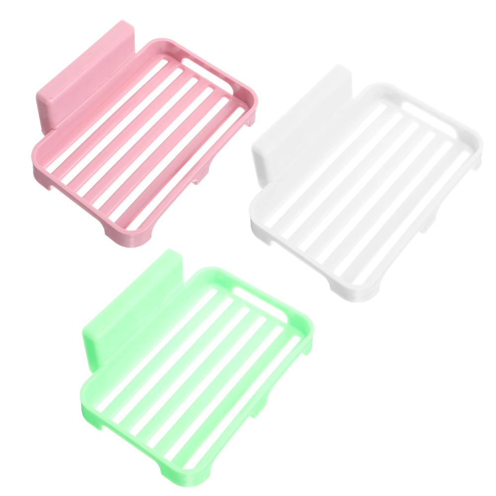 3pcs Punch-free Bathroom Soap Tray Wall-mounted Soap Draining Plate Self-adhesive Soap Dish