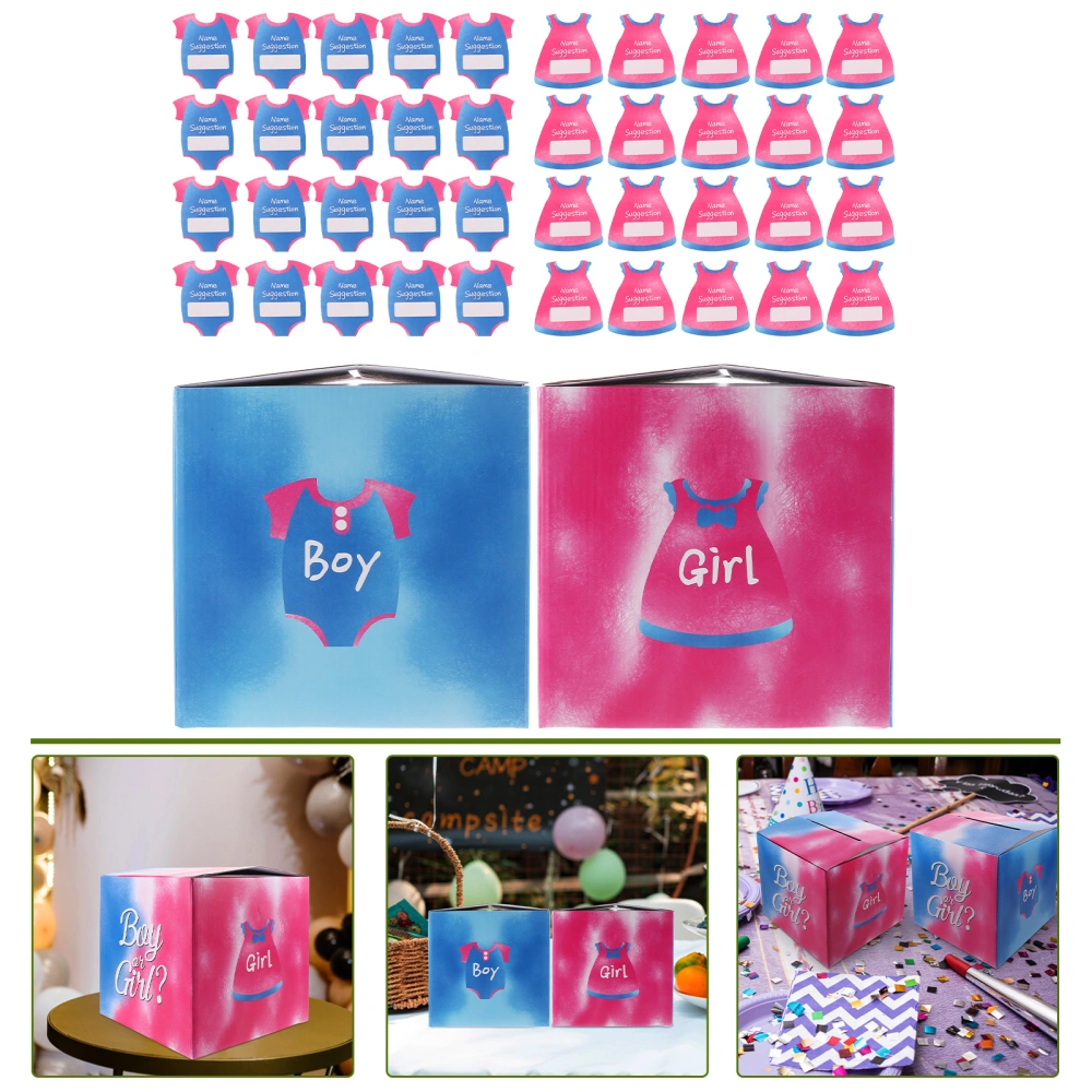 1 Set Baby Gender Reveal Pull Out Games Box Baby Gender Reveal Voting Box with Cards