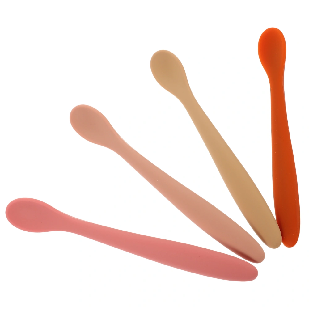 4pcs Silicone Eating Spoons Baby Feeding Training Scoops Baby Food Spoons