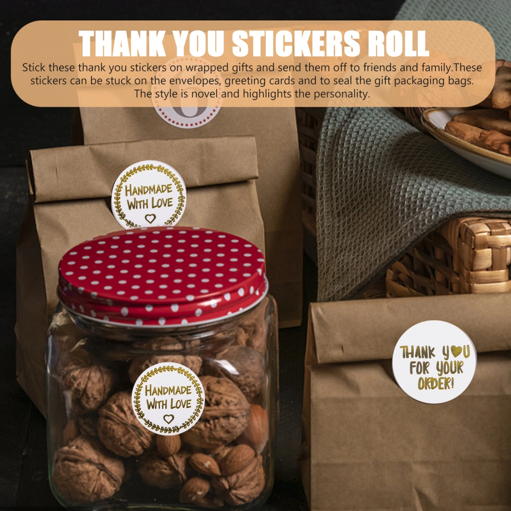 1 Roll Thank You Stickers Labels Thank You Stickers Tags Decorative Thank You Stickers for Packaging