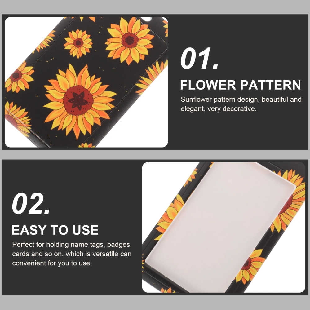 Flower Pattern Tag Sleeve Name Tag Holder ID Holder with Lanyard Portable Card Holder Office Supply