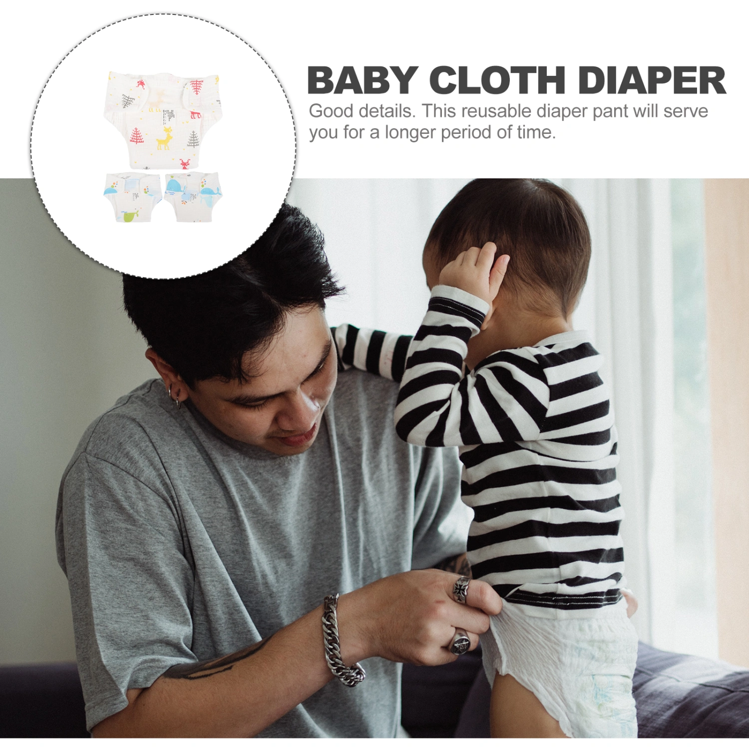 3Pcs Baby Cloth Diaper Baby Reusable Diaper Cartoon Infant Diaper Adorable Infant Cloth Diaper
