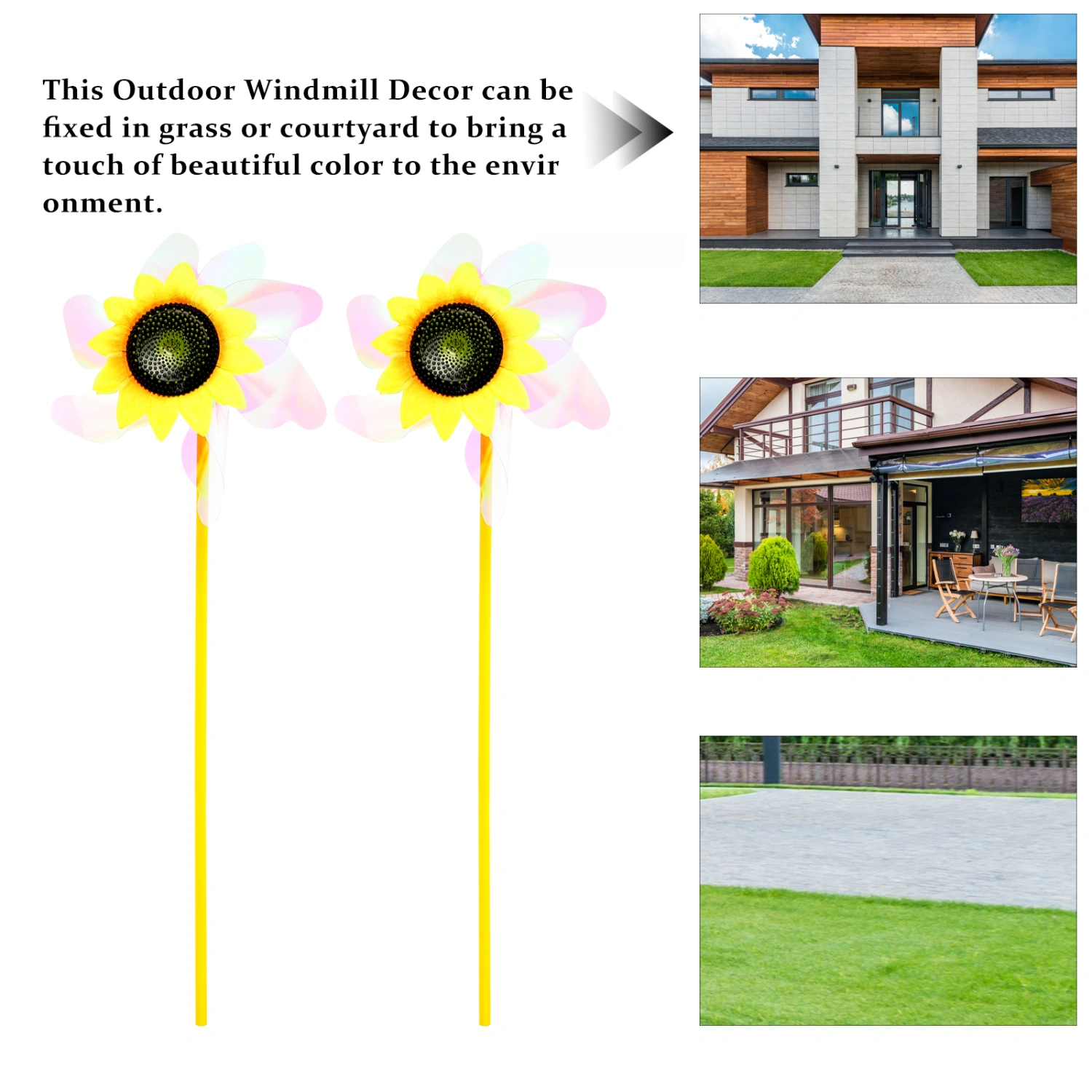 2Pcs Garden Wind Spinners Rotation Windmill Decors Decorative Pinwheel Decors Outdoor Windmills