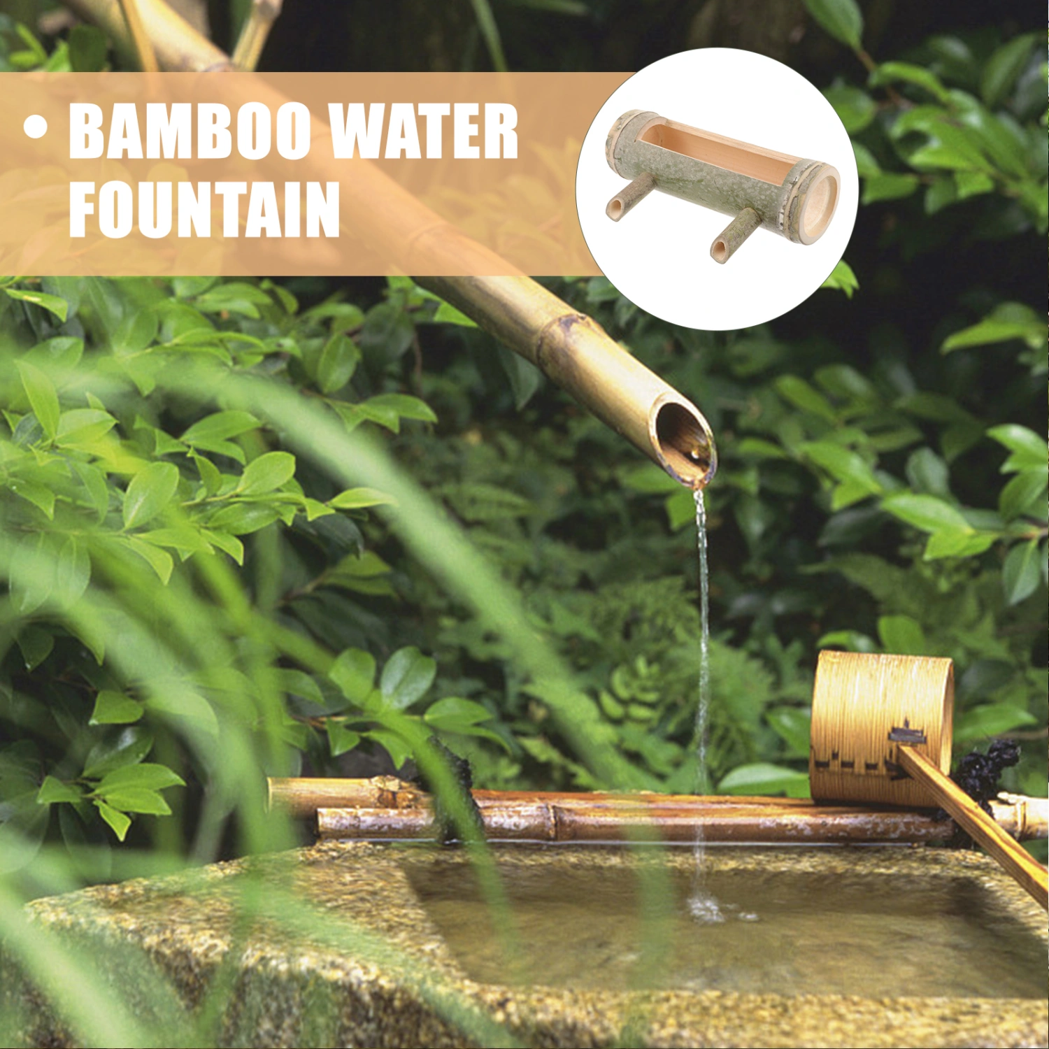 Bamboo Fountain Spout Water Fountain Spout Indoor and Outdoor Fountain for Home Decor