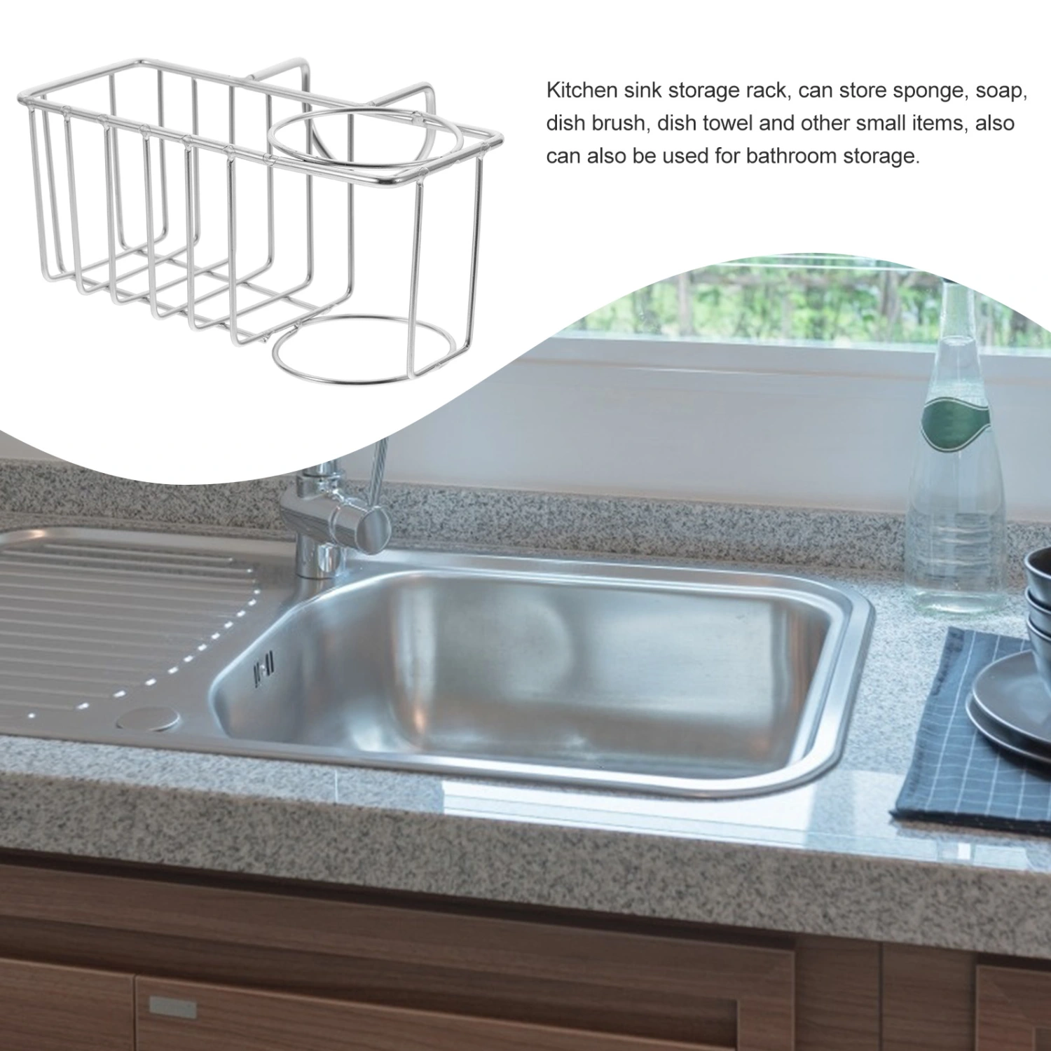 Sponge Holder for Kitchen Sink Stainless Steel Rag Caddy Sink Sponge Holder Kitchen Supply