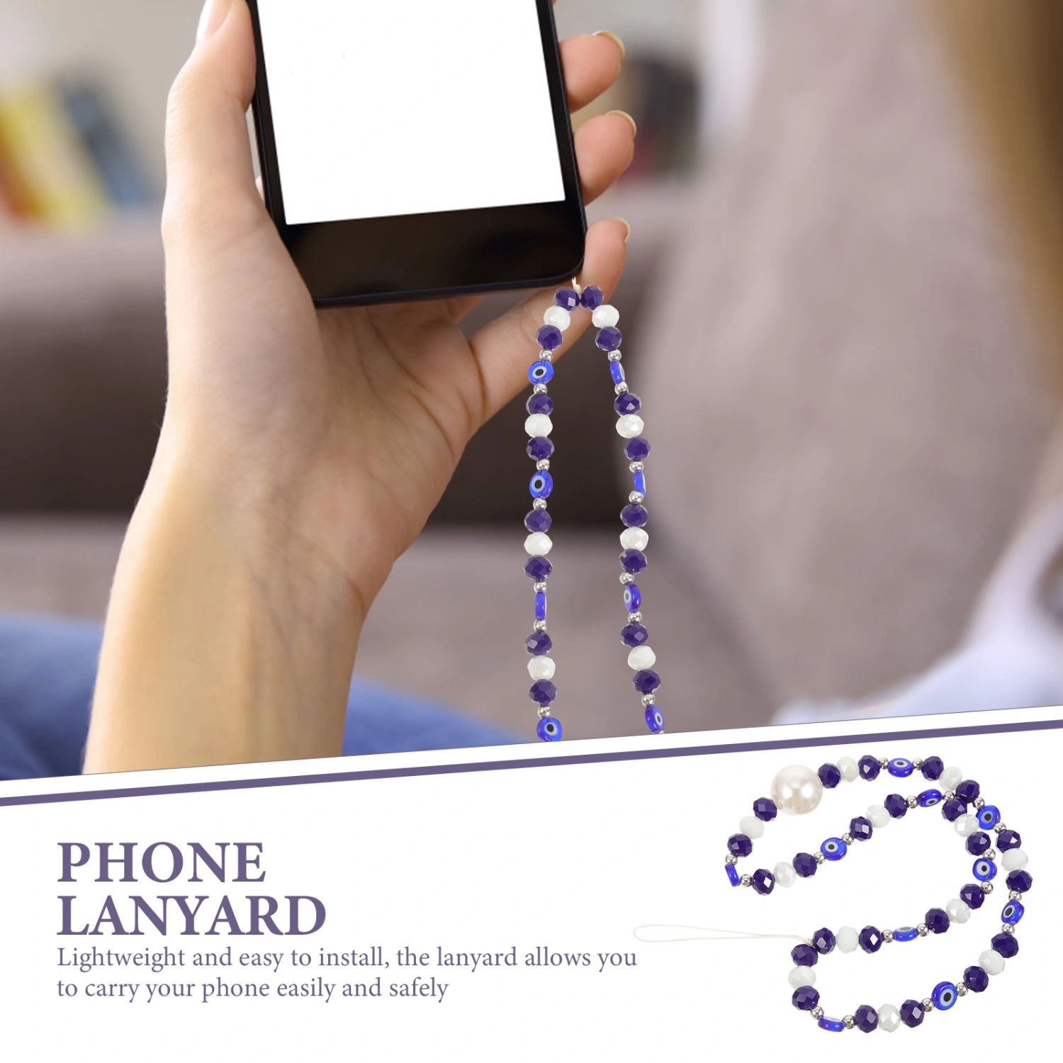 2pcs Evil Eye Phone Lanyard Cell Phone Wrist Strap Phone Case Charm Wrist Lanyard