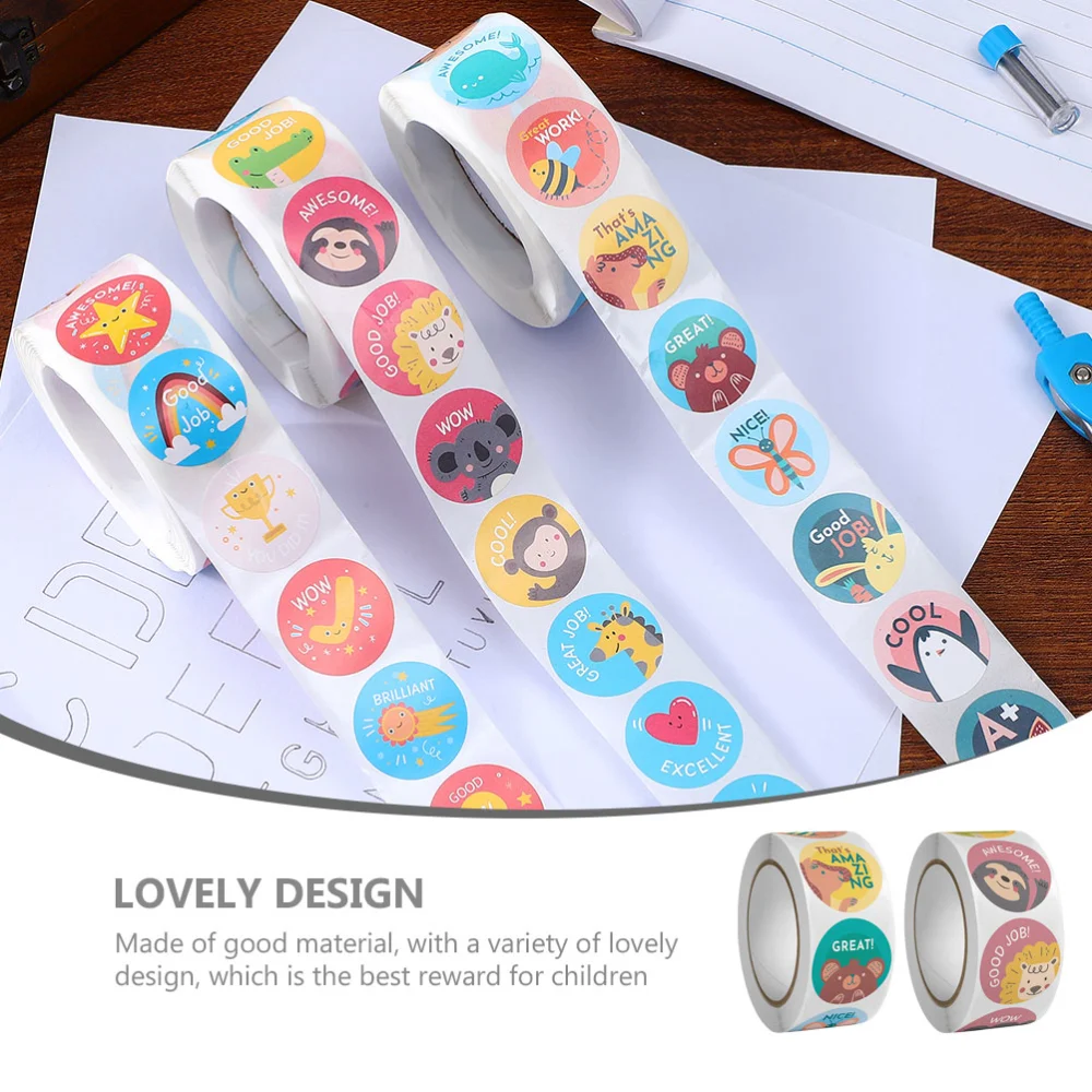 2 Rolls of Motivational Stickers Teacher Decals Kids Encourage Decals Cartoon Stickers for Kindergarten