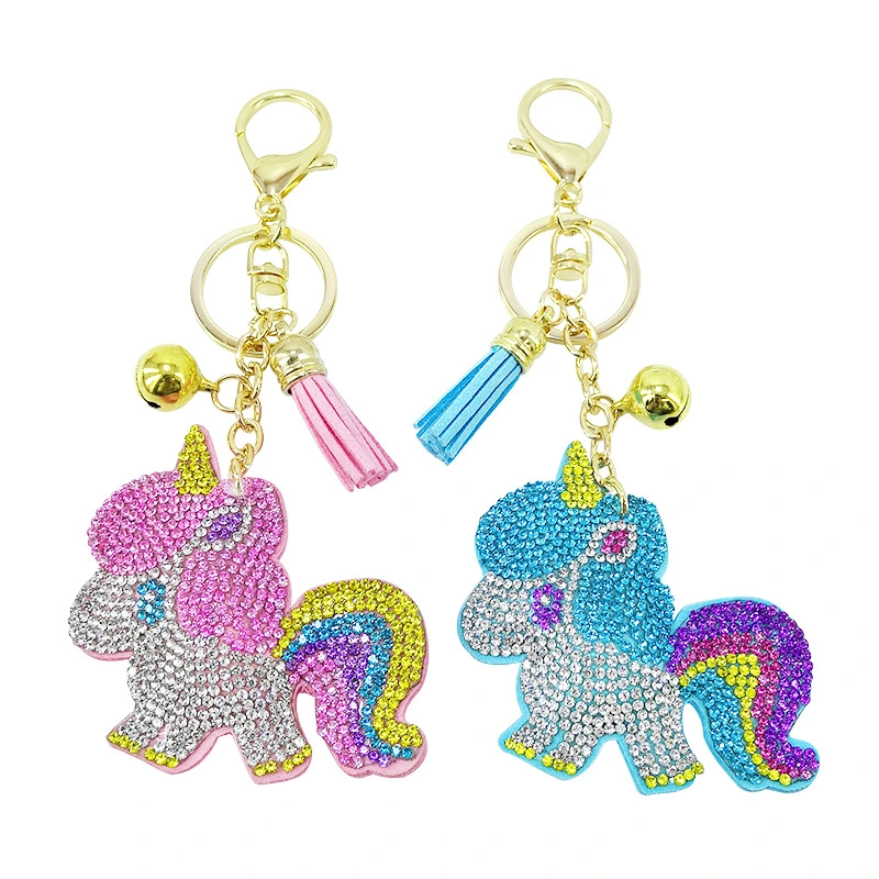 2pcs Unicorn Keychains Rhinestone Keychain Glitter Keyring Decorative Car Key Pendant Bag Decor