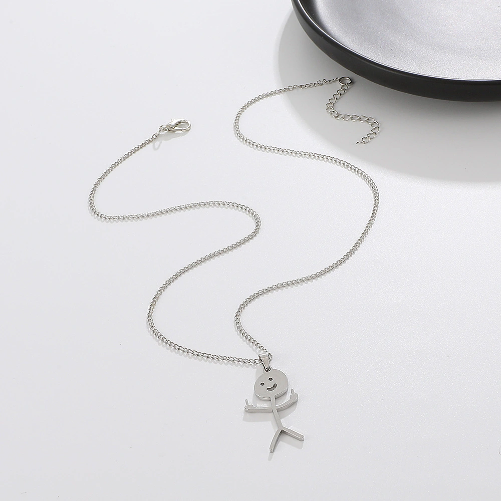 4pcs Doodle Necklace Pendant Necklace Matchstick Men Pendant Necklace Friendship Jewelry