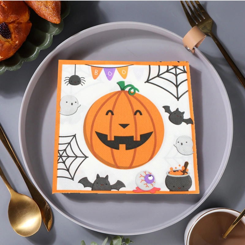 5 Bags Halloween Paper Napkins Pumpkin Pattern Napkins Disposable Paper Napkins