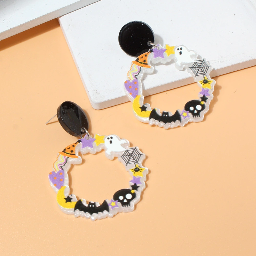 1 Pair Women Stud Earrings Teen Girls Halloween Earrings Circle Earrings Fashionable Ear Decorations