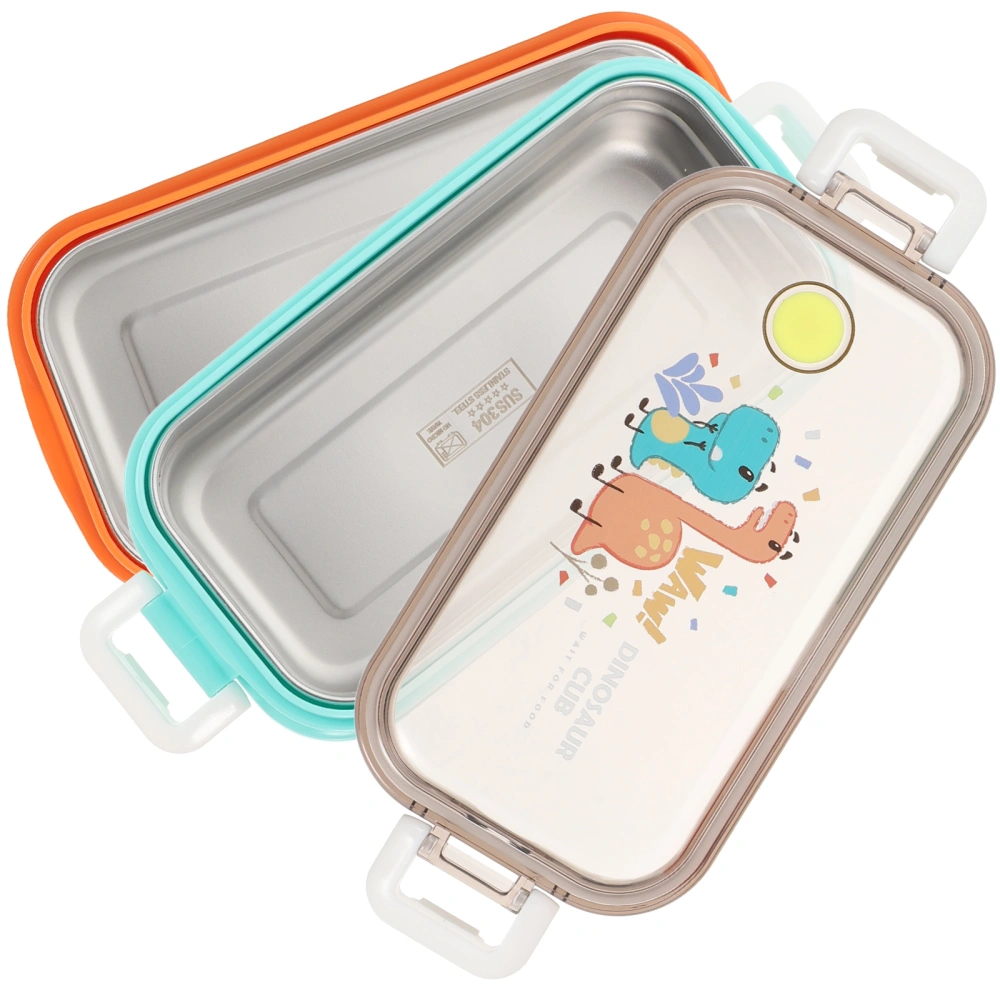 Kids Bento Box Stainless Steel Lunch Box Double Layer Lunch Box Cartoon Bento Box Picnic Food Box