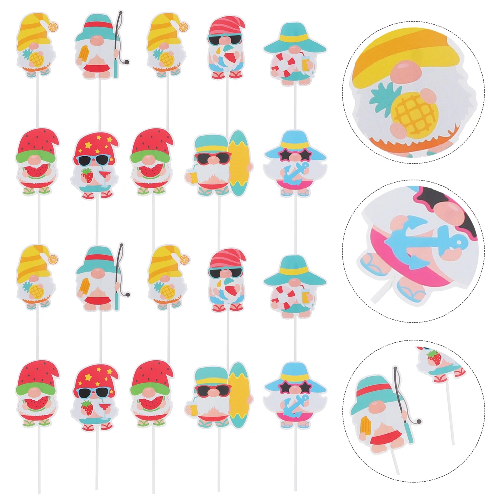 80pcs Hawaii Luau Cupcake Toppers Decoration Hawaiian Gnome Shaped Party Cupcake Toppers