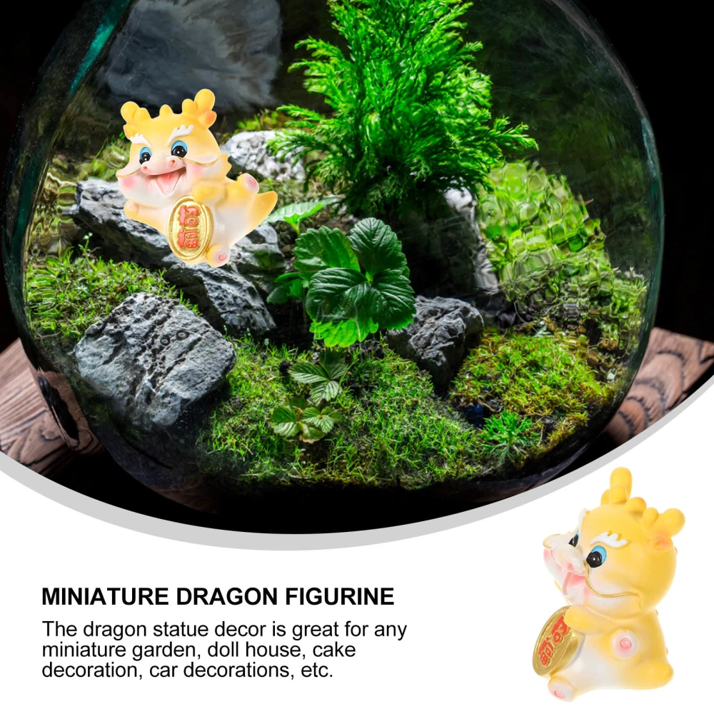 Resin Cartoon Dragon Figurine Dragon Prop Cute Miniature Cake Dragon Decor