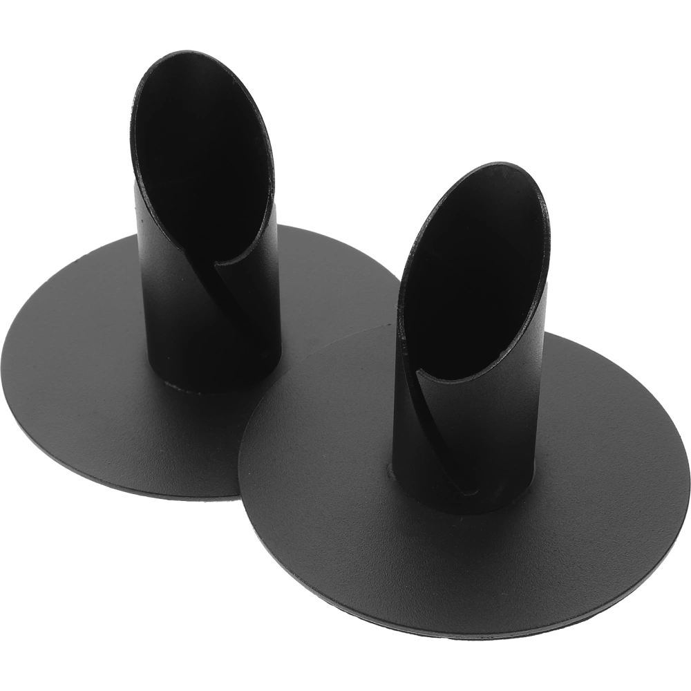 2pcs Household Pillar Candle Holder Iron Art Candlestick Desktop Decorative Candle Stand