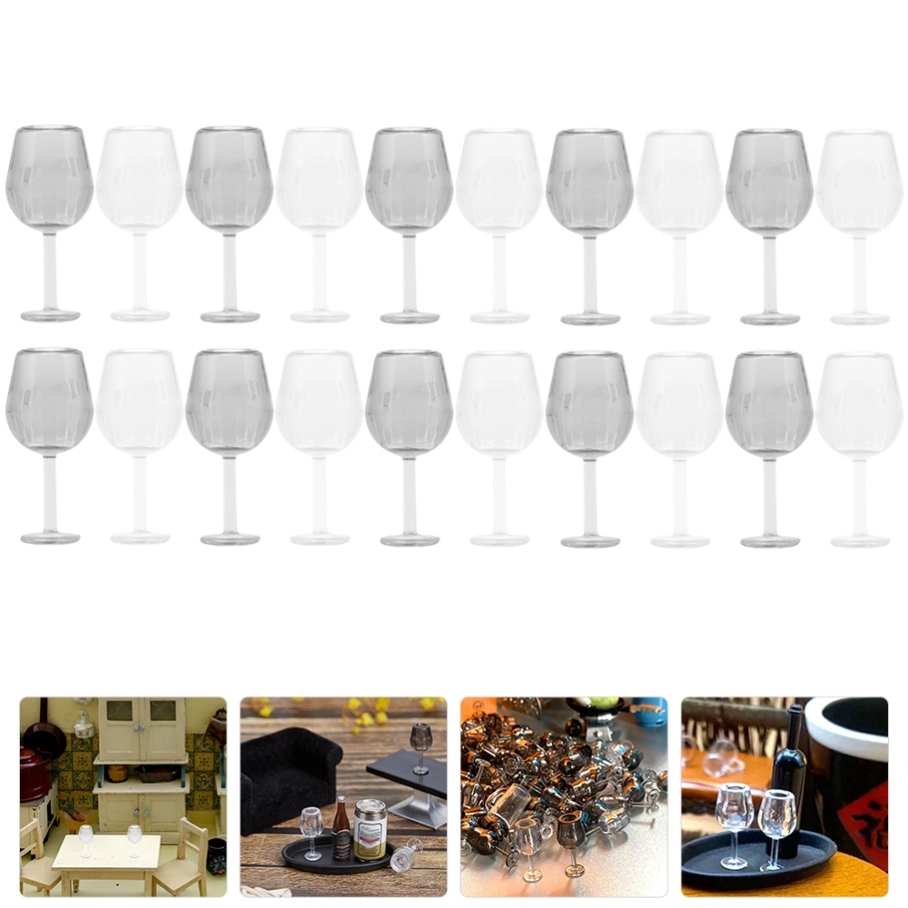 20pcs Miniature Goblets Decors Tiny Champagne Glasses Doll House Cocktail Glasses