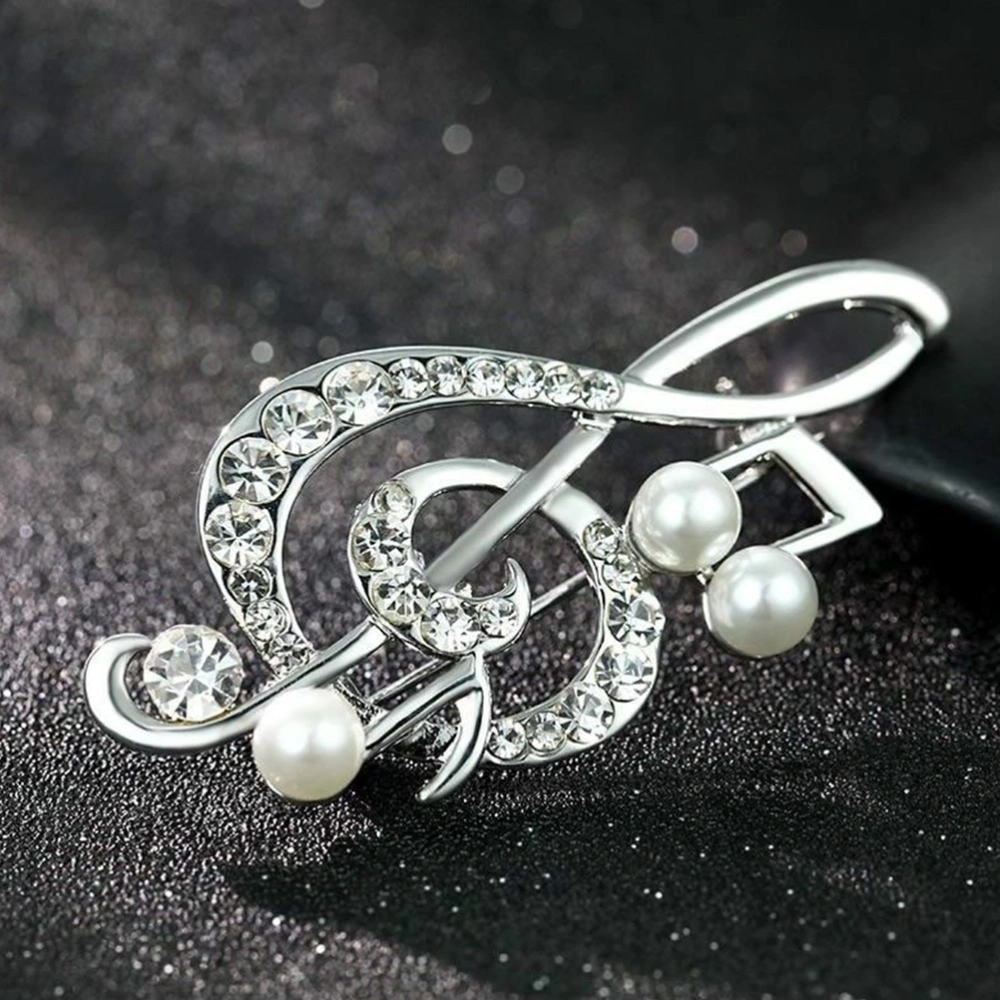 Pearl Music Note Lapel Pin Coat Brooch Decorative Brooch Women Lapel Pin Sweater Brooch