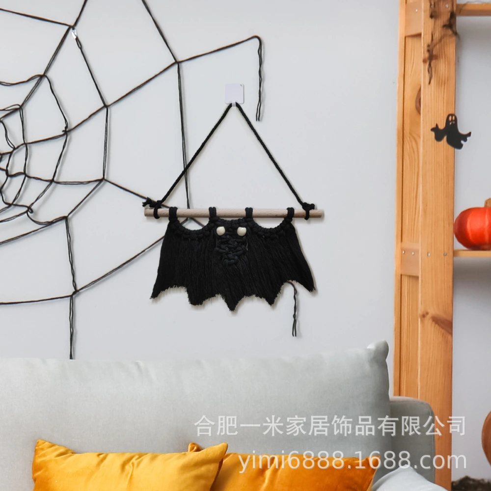 Halloween Hanging Bat Cotton Rope Woven Bat Realistic Party Spooky Hanging Bats Pendant