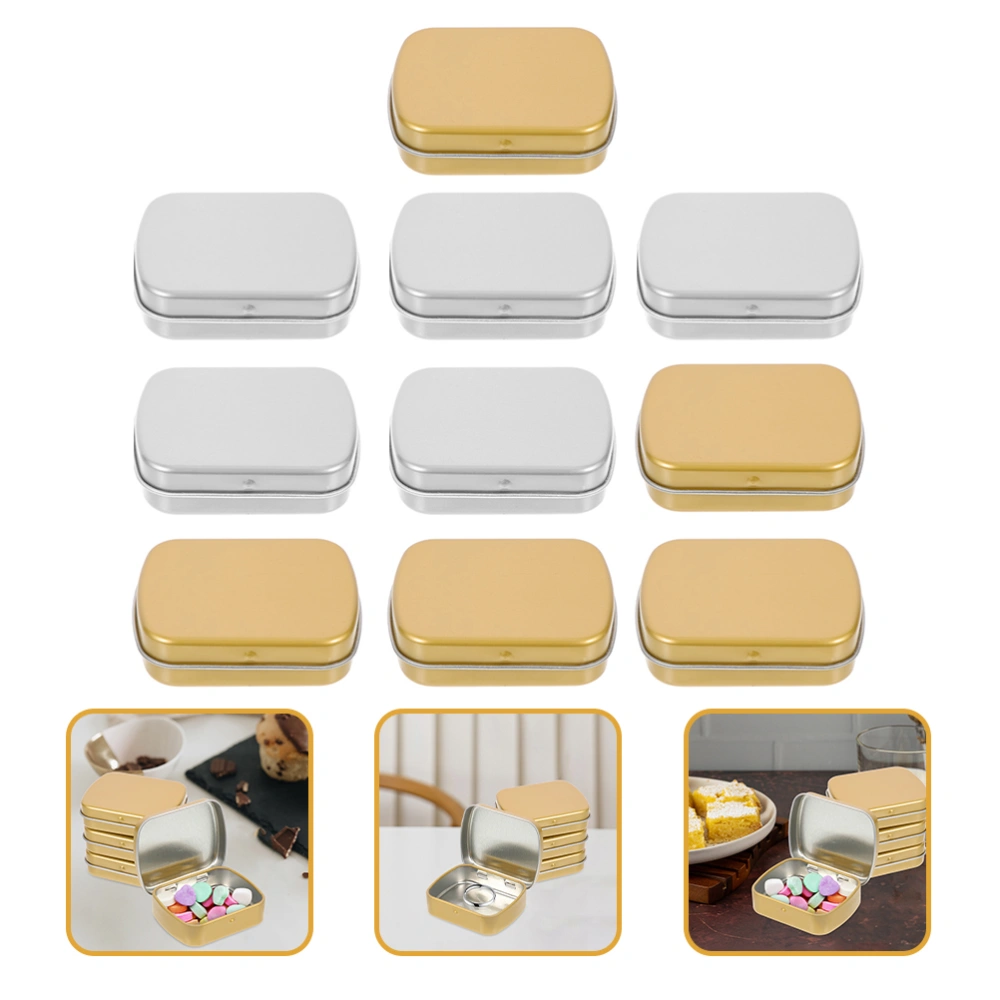 10pcs Rectangular Candy Case Tinplate Boxes Small Objects Organizer Small Tin Box