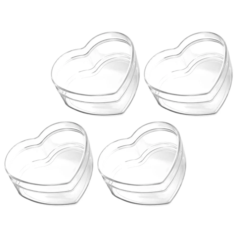 4Pcs Heart Candies Boxes Transparent Treat Boxes Candy Packing Boxes Wedding Party Candy Boxes