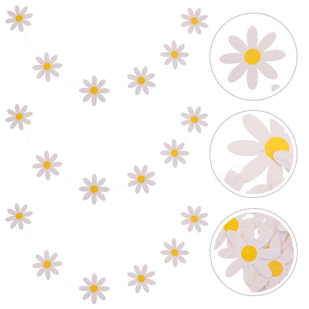 5pcs Daisy Party Banner Birthday Party Hanging Flag Bunting Party Layout Props