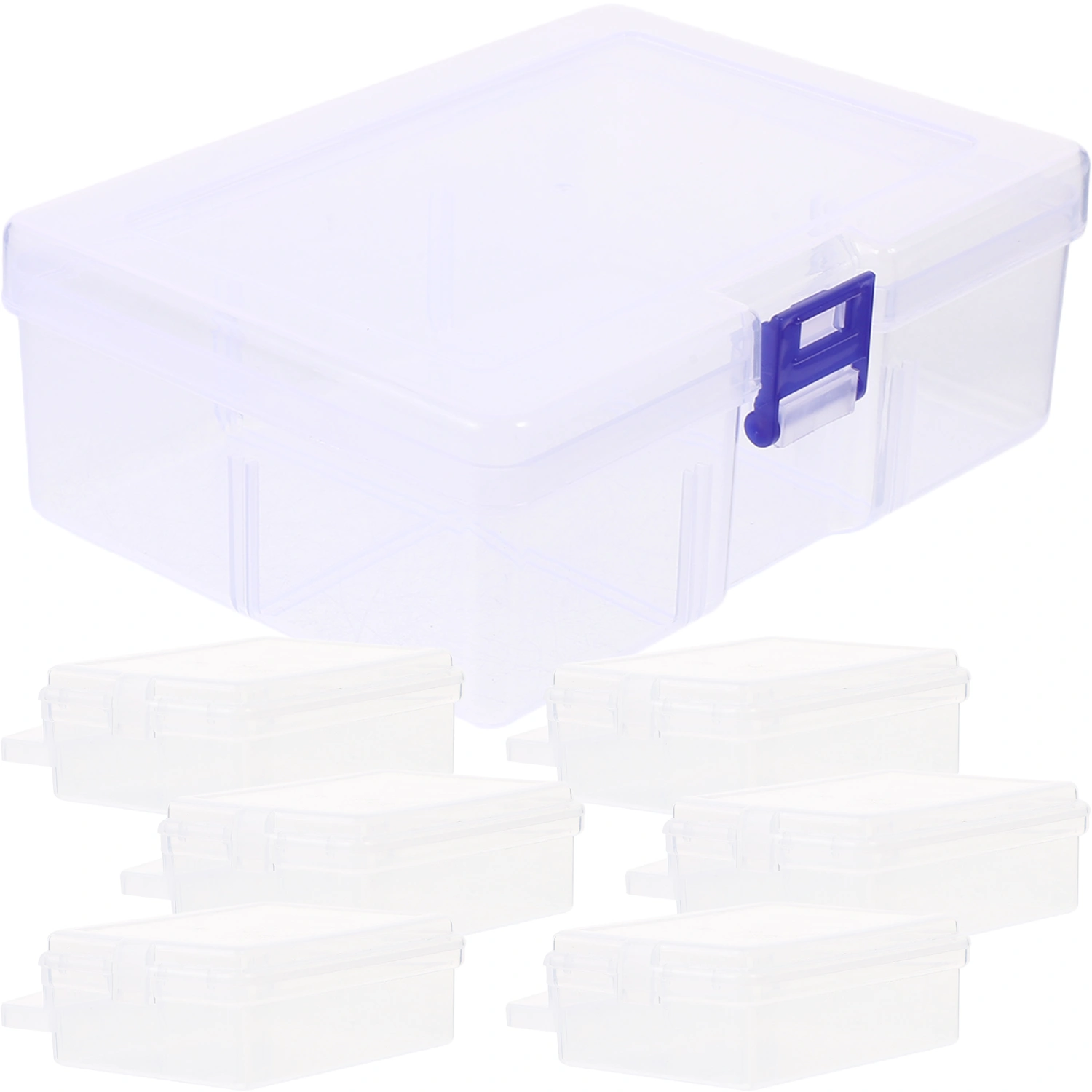 7 pcs Small Clear Storage Case Plastic Storage Container Tool Storage Box with Lids